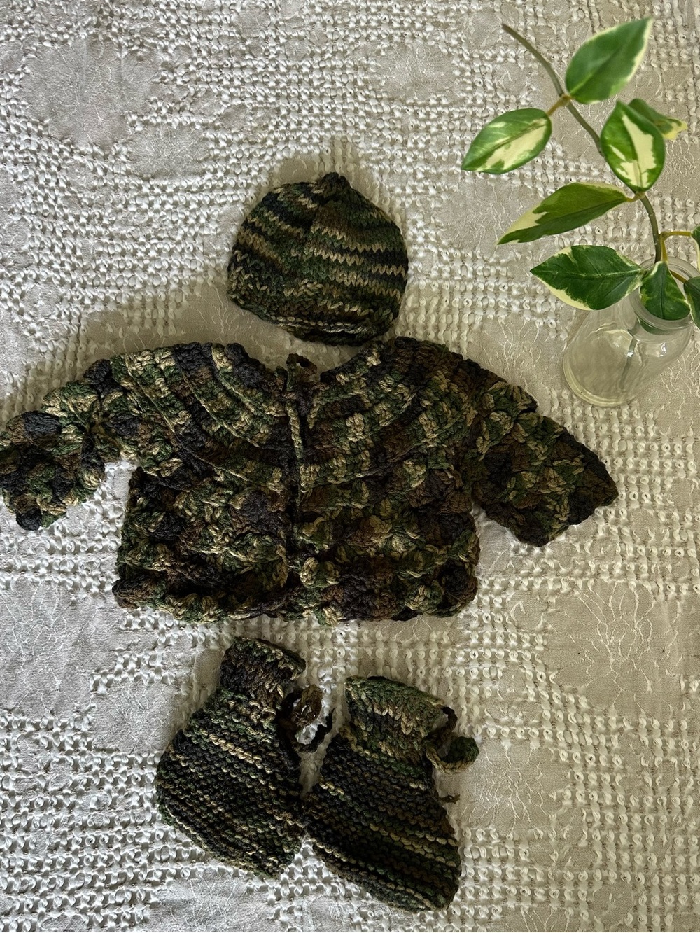 Handmade Camouflage Baby Knit Set